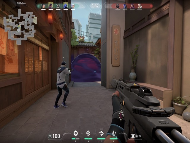 Mobile game scene used for a crosshair size preview